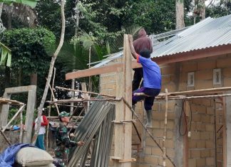 Kejar Target TMMD 106 Kodim 0414/Blt,Tiga Unit Rumah Warga Kurang Mampu Direhab