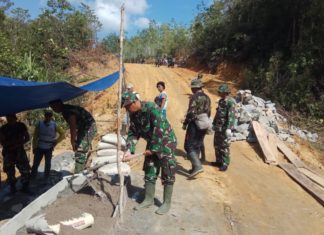 Hari Ke-5 TMMD 106 Kodim 0414/Blt Pembuatan Talud Jalan Mencapai 30 Persen