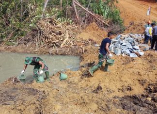 TMMD 106 Kodim 0414/Blt,Pekerjaan Talud, Gorong-Giring dan Buka Jalan Capai 40 Persen