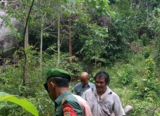 Bersama Aparatur Pemerintah Setempat, Babinsa Kelurahan Ranai Darat Survei Embung