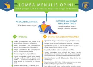 BP Batam Gelar Lomba Menulis Opini, Pendaftaran dan Pengumpulan Naskah hingga 22 Oktober 2019