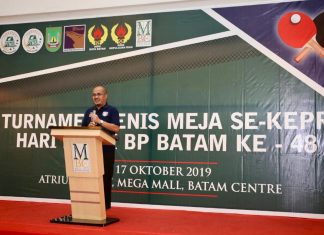 233 Pemain Meriahkan Turnamen Tenis Meja Hari Bakti BP Batam ke-48
