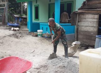 Kejar Target, Satgas dan Masyarakat Gotong Royong Kerjakan Rehab RTLH Ibu Seliha