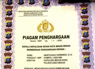 Kapolsek Medan Baru Dapat Penghargaan Ungkap Kasus Pembunuhan Sadis