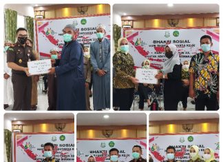 Dalam Rangka HBA Ke-60 Dan HUT IAD XX Tahun 2020 Kejari Pelalawan Melaksanakan Bakti Sosial.