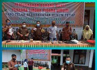 Upacara Pemusnaan Barang Bukti Narkoba Dilaksanakan Dihalaman KeJari Kabupaten Pelalawan Riau