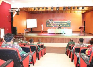 Evaluasi Kajian Organisasi Satkowil TA. 2020, Dandim Berikan Penegasan kepada Seluruh Prajurit dan PNS Kodim 0315/Bintan