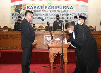 Pelantikan dan pergantian Anggota DPRD Kota Batam massa 2019 – 2024