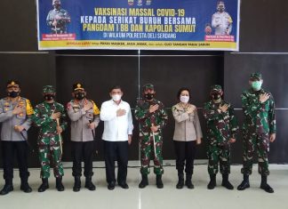 Guna Cegah Penyebaran COVID-19, Tiga Unsur di Deli Serdang Beri Vaksinasi Massal Kepada Serikat Buruh Se Kabupaten