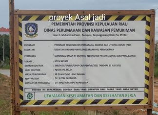 Proyek Asal Jadi Menelan Anggaran Ratusan Juta Rupiah