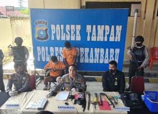 Tim Sat Reskrim Polsek Tampan Berhasil Amankan Dua Tersangka Tindak Pidana Pencurian Dengan Kekerasan (Curas)