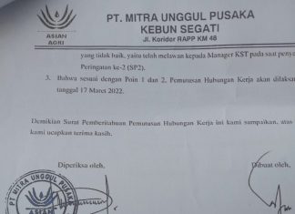 PT MUP Perlakukan Karyawan Tindakan Semena-Mena