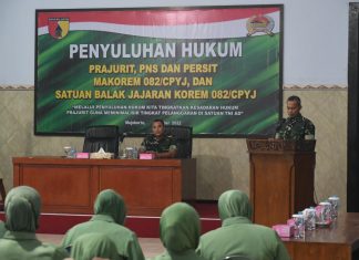 Wujudkan Prajurit Sadar Hukum, Korem 082/CPYJ Adakan Penyuluhan