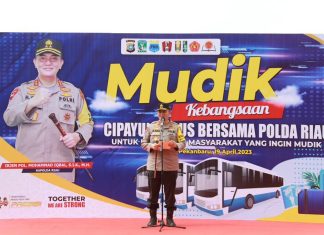 Polda Riau Lepas Mudik Gratis Kebangsaan di Mapolda