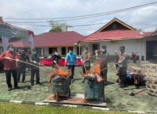 Seksi PB3R Kejaksaan Negeri Pelalawan Melaksanakan Kegiatan “Pemusnahan Barang Bukti