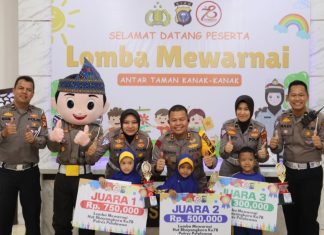 Hut Bhayangkara ke 78, Polres Pelalawan Gelar Lomba Mewarnai Tingkat Taman Kanak-kanak