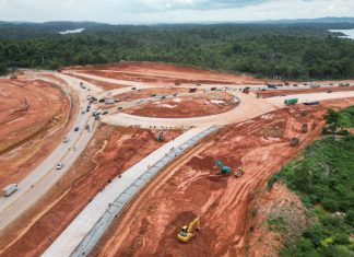 Pembangunan Bundaran Punggur Capai Progres 87%