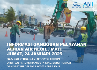 Pelanggan Air Batam Hilir,akibat adanya Perbaikan Pipa Bocor