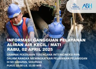 Pekerjaan terencana interkoneksi pipa DCIP 300 x 200, 300 x 150 jalur Kepayang – Tanjung Riau Sekupang