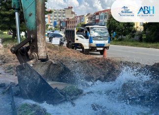 Perbaikan kebocoran pipa DN 800mm di Depan Rusun Muka Kuning