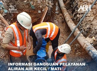 Pekerjaan perbaikan kebocoran pipa di Depan SP Plaza, Batu Aji