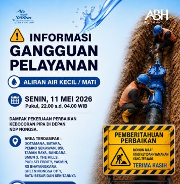 Perbaikan Kebocoran Air Bersih di Nongsa , PT Air Batam Hilir Langsung turun melakukan Perbaikan