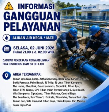 Air Batam Hilir Lakukan Pekerjaan Penyambungan Pipa IPAM Sei Ladi, Sejumlah Kawasan Alami Gangguan Air