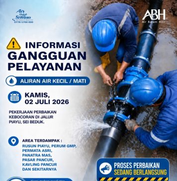 Perbaikan kebocoran pipa DCIP 200mm di Jalur Piayu, Sei Beduk