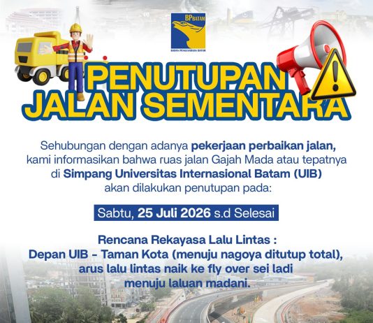 Tingkatkan Keselamatan dan Kenyamanan, BP Batam Lakukan Rekonstruksi Jalan Gajah Mada