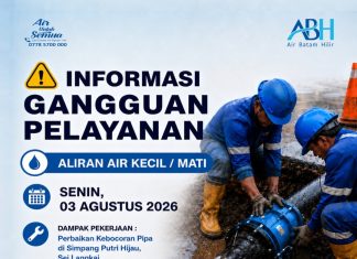 Perbaikan kebocoran pipa di Simpang Putri Hijau