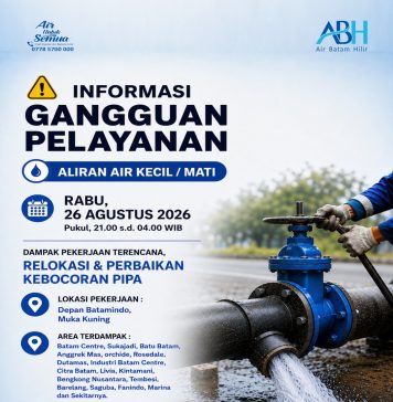 Perbaikan kebocoran pipa 600mm di Depan Batamindo