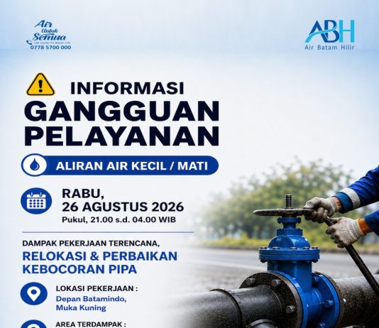 Perbaikan kebocoran pipa 600mm di Depan Batamindo