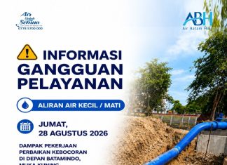 PT Air Batam Hilir Segera Tangani Kebocoran Pipa 800 mm di Jalur Muka Kuning