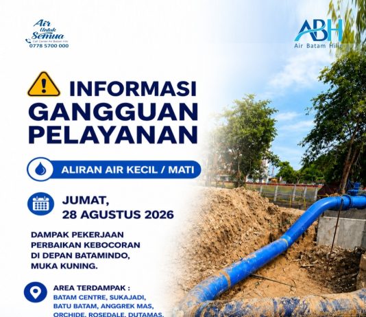 PT Air Batam Hilir Segera Tangani Kebocoran Pipa 800 mm di Jalur Muka Kuning