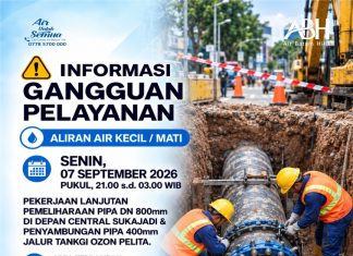 Pemeliharaan Pipa 800mm di Depan Central Sukajadi & Penyambungan Pipa 400mm di Jalur Tangki Ozon, Pelita