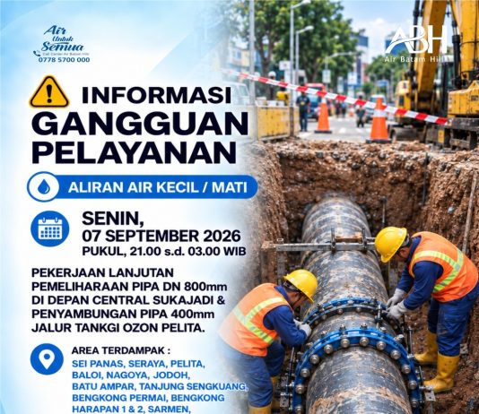 Pemeliharaan Pipa 800mm di Depan Central Sukajadi & Penyambungan Pipa 400mm di Jalur Tangki Ozon, Pelita