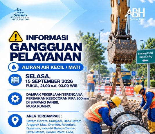 Perbaikan kebocoran pipa 800mm di Simpang Panbil, Muka Kuning