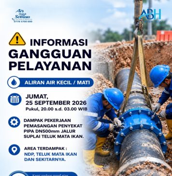Pemasangan Penyekat Pipa DN 500mm di Jalur Suplai Teluk Mata Ikan