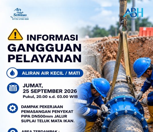 Pemasangan Penyekat Pipa DN 500mm di Jalur Suplai Teluk Mata Ikan